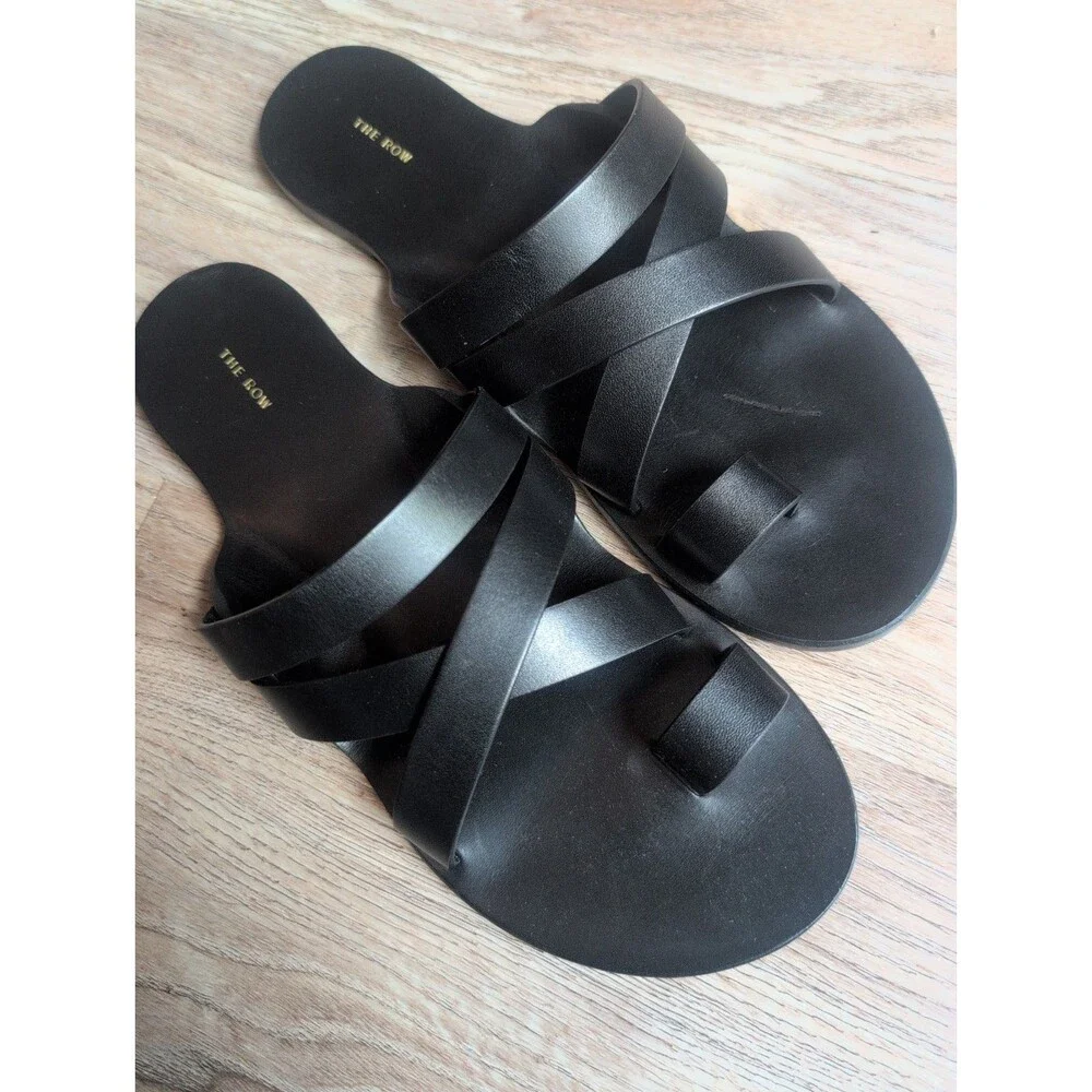 The Row City Kris Toe Ring Gladiator Sandals Womens EU 36 Black Leather - Picture 5 of 16